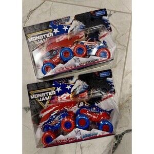 Monster Jam Stars and Stripes NEW 2 sets (4 trucks total) USA Limited Release